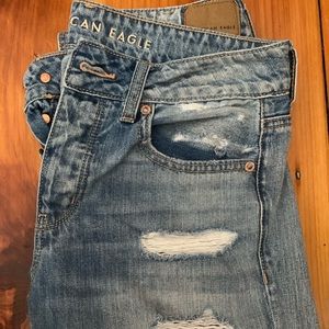 American Eagle Tom boy ripped jeans.